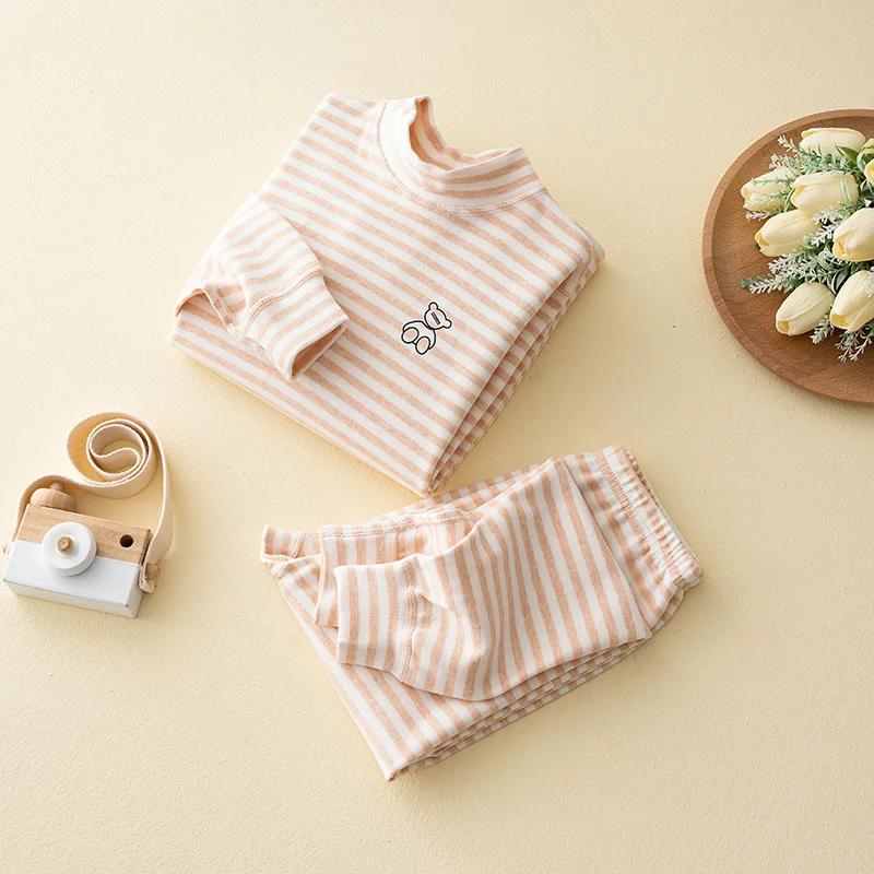 Children's A Set 100% Cotton Thermal Underwear Boys Girls Teenagers Long Wear Junior High School Student Autumn Winter 2-16 Year