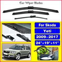 Juego de escobillas de limpiaparabrisas delanteras y traseras para Skoda Yeti 2009-2017, escobillas de lluvia para parabrisas, ventana, 2014, 2015, 2016, 24 ""+ 19"" + 11""