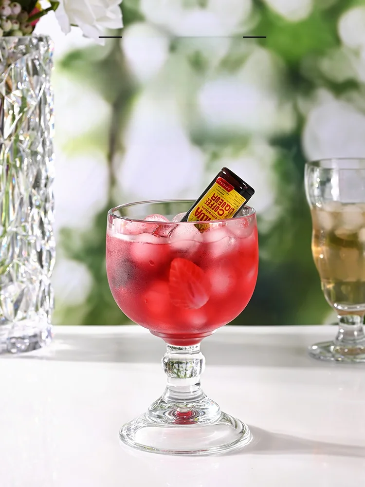 Acrylic Cocktail Buckle Cup Large Commercial Inverted High Foot Glass Beer Juice Drink Cup Nordic Style Pure Color Cocktail G...