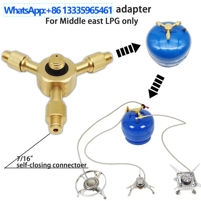 

Three-way liquefied gas bottle connector One-way three-way liquefied gas bottle adapter Outdoor flat gas tank adapter All copper