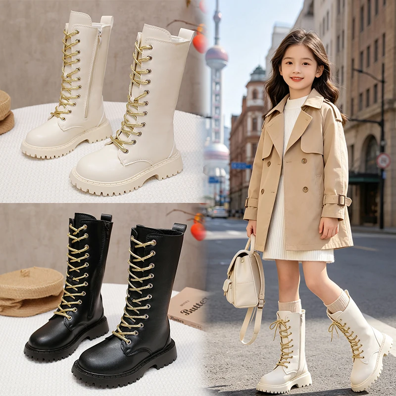 Anti-Slip Winter Boots for Teen Girls Punk Gothic Ankle Boots Daily Wear Mid-Calf Faux Leather Combat Boots with Side Zipper