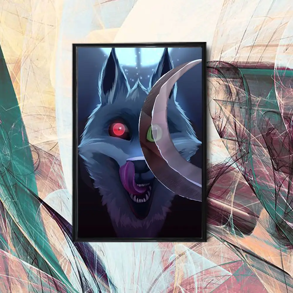Double sickle anart furry Death Wolf Poster Prints Wall Art Picture Painting Gift Living Room Restaurant Bar Large Dec Sticker