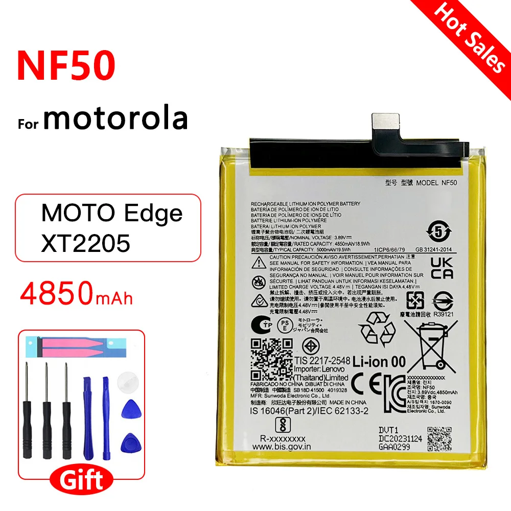 

100% Genuine 4850mAh NF50 Replacement Battery For Motorola MOTO Edge XT2205 NF 50 Mobile Phone Batteries Batteria +Free Tools