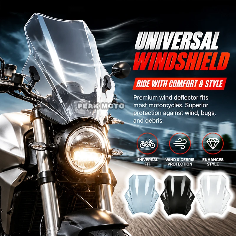 Motorcycle Windscreen Windshield Covers Screen Smoke Lens Motorbikes Deflector For Benelli Triumph ZONTES HUSQVARNA Universal