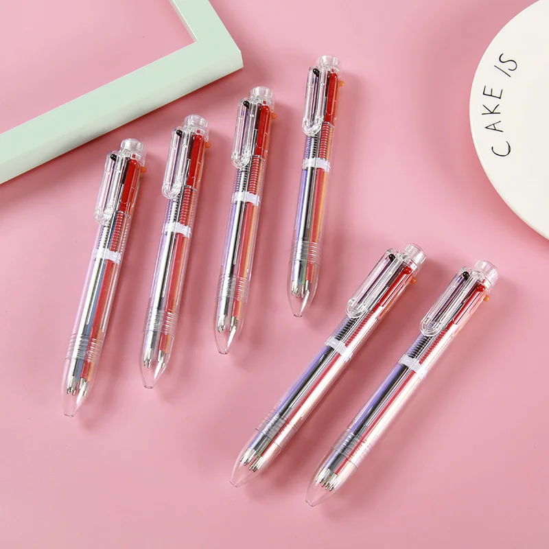 1 Pcs New Arrival Novelty Multicolor Ballpoint Pen Multifunction 6 In1 Colorful Stationery Creative School Supplies