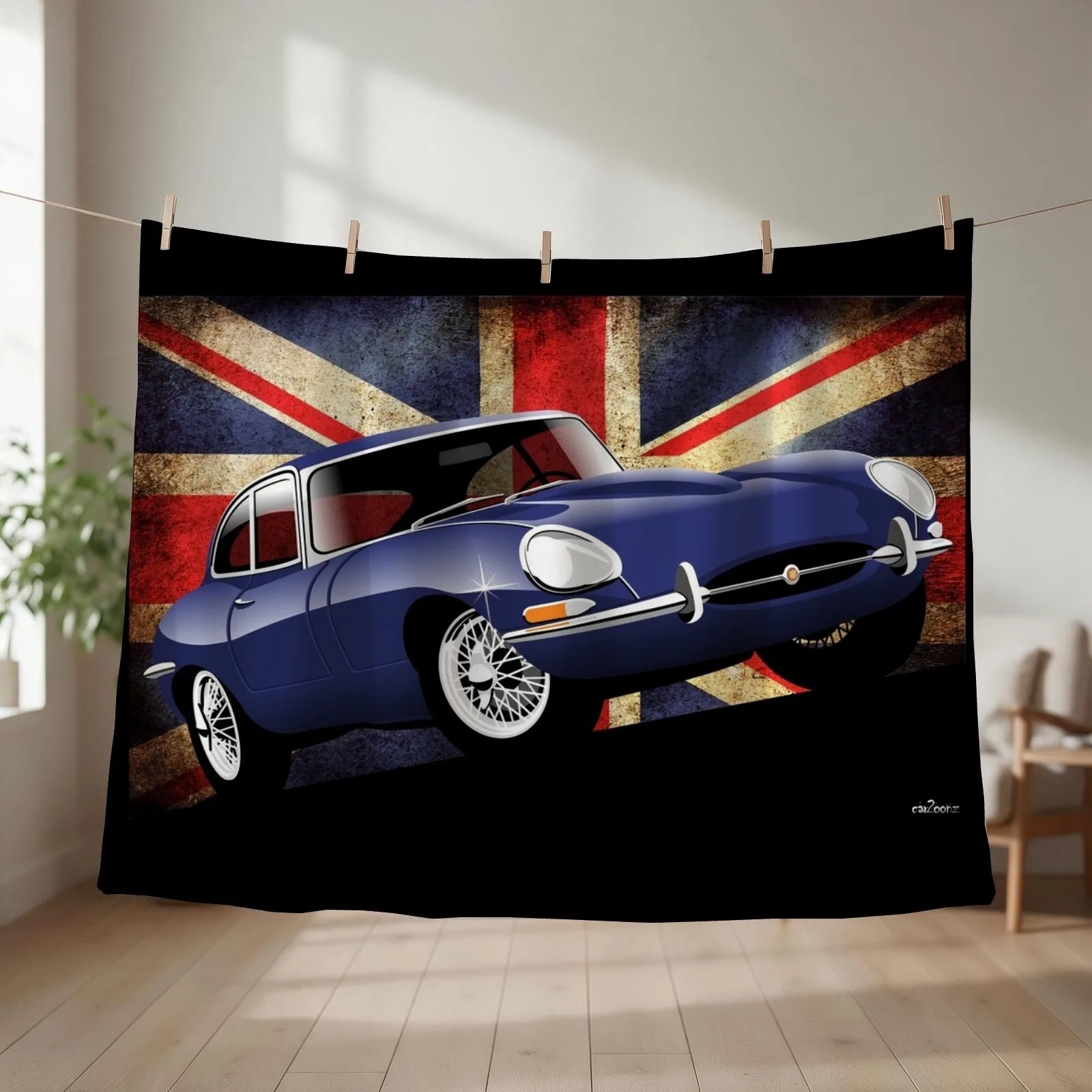 E-type series 1 coupe - blue Throw Blanket Bed linens Decorative Beds Sofa Quilt Summer Blankets