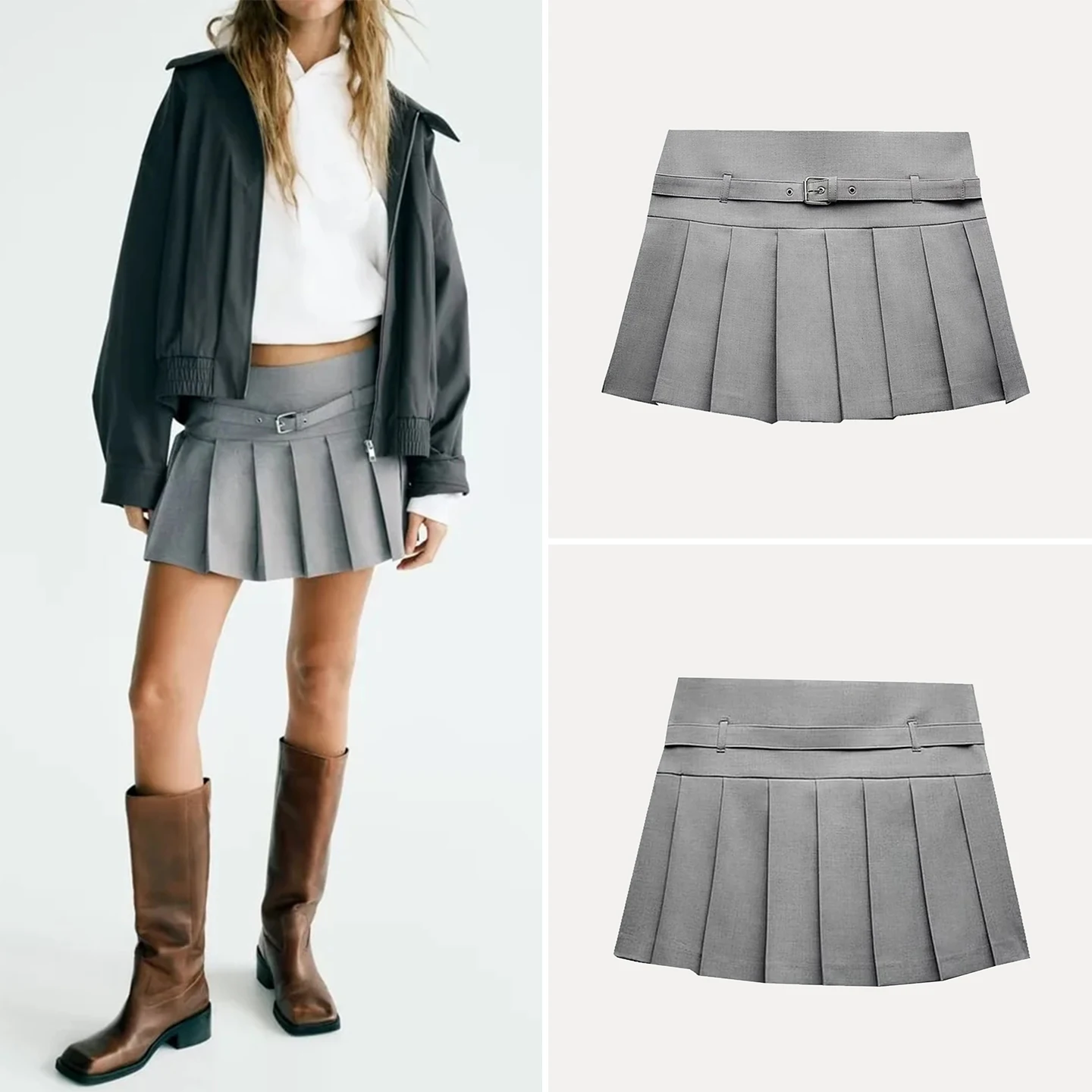 

Z Повседневная модная юбка с высокой талией и широкими складками, женская плиссированная юбка премиум-класса на весну, лето, осень и зиму с высокой талией...