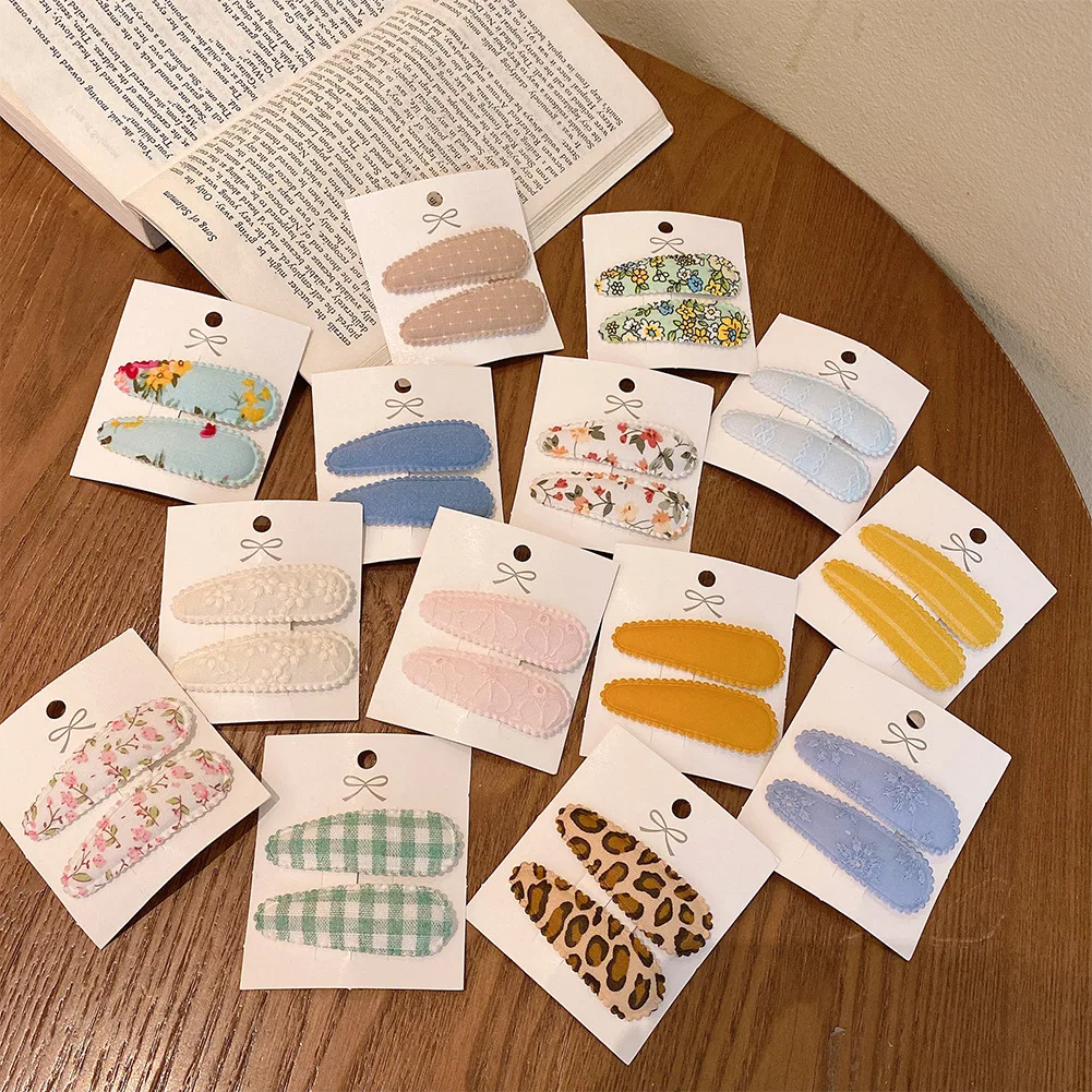 

Набор из 2 заколок для волос для девочек: 2-дюймовые базовые заколки-защелки с цветочным принтом, кружевной вышивкой и хлопковым клетчатым узором, заколки-зажимы, заколки-шпильки, заколки-хлопушки BB