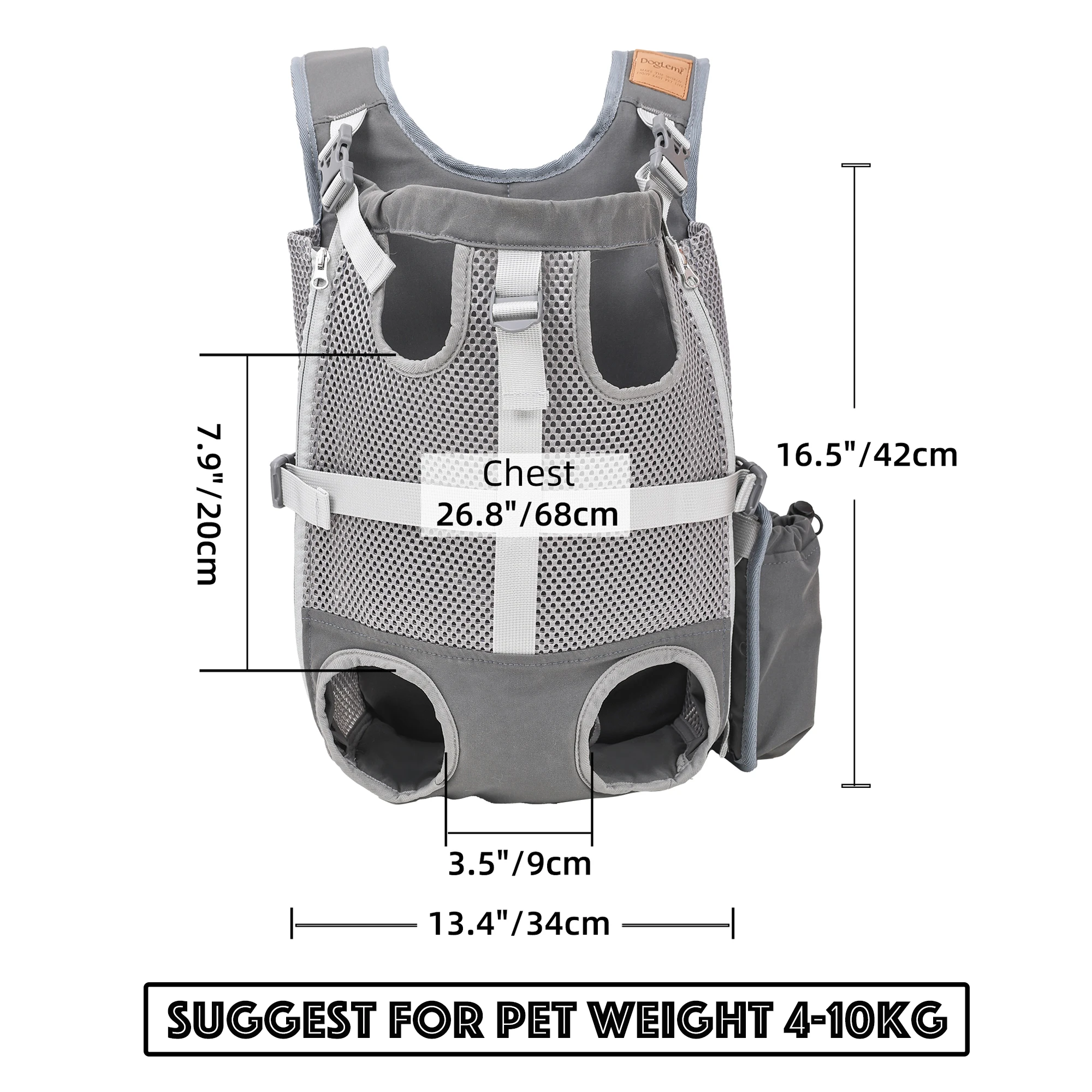 Imagem -06 - Mochila para Cães Pequenos Respirável Mãos-livres Bolsa Ajustável para Fora das Pernas Bolsa de Viagem para Animais de Estimação para Ciclismo Caminhada