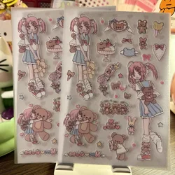 Girl bear cartoon cute design stickers hand account available