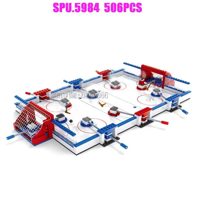 25831 506pcs Sports Ice Hockey Match Board Game 3d 8 Dolls Building Blocks Toy