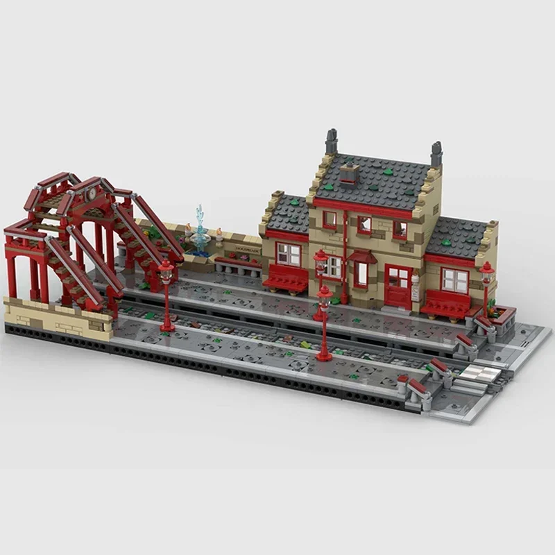 Filme cena de rua modelo moc tijolos de construção hogsmeader estação tecnologia blocos modulares presentes brinquedos de natal diy conjuntos montagem