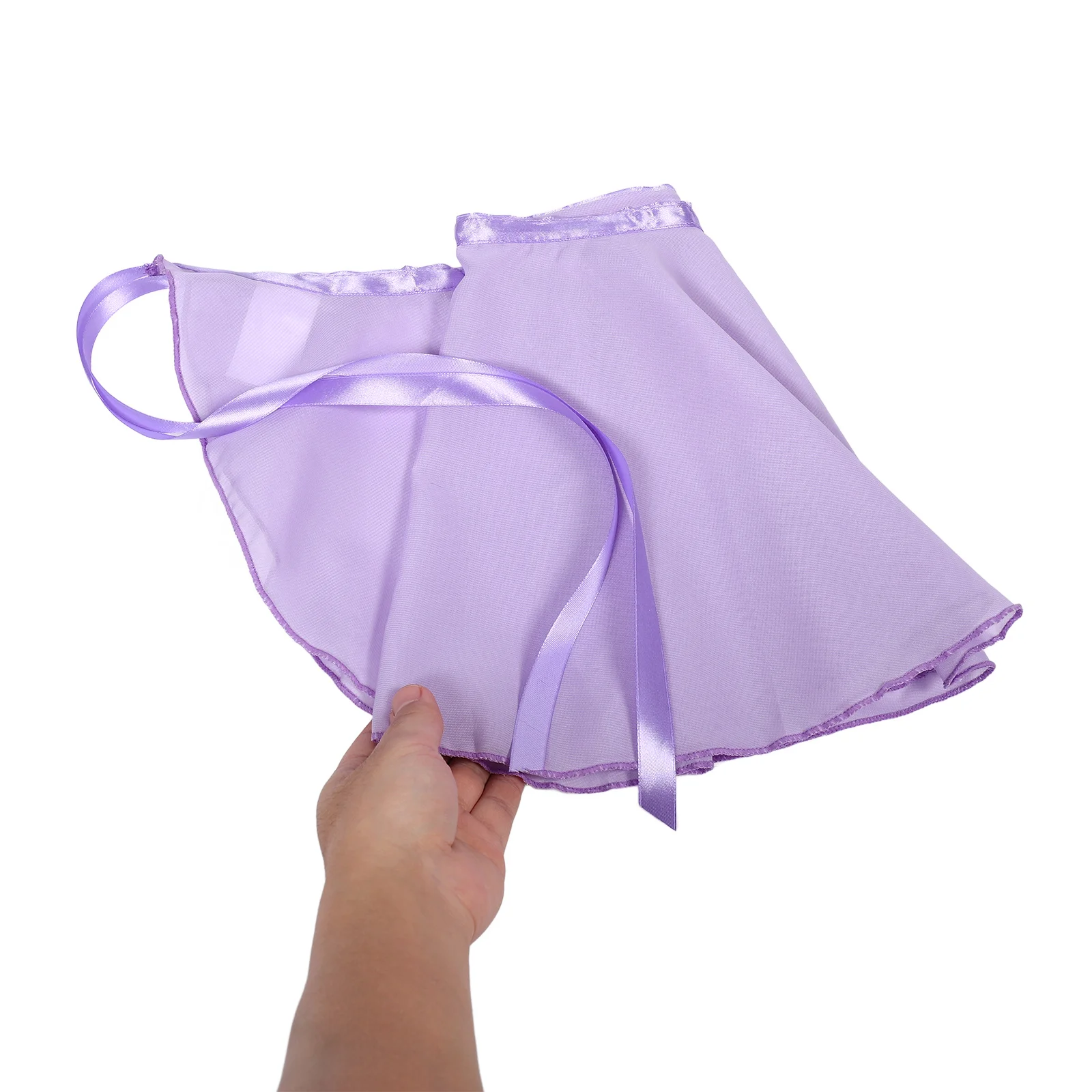 여자 발레 댄스 스커트 보라색 타이업 랩 스커트 공연 연습을 위한 경량 통기성 나일론 발레 투투