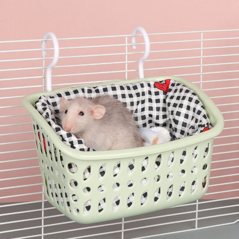 Rat Hammock for Cage Small Animal Hanging Basket Bed with Hooks Chinchilla Hideout Ferret Cage Accessories for Guinea Pig