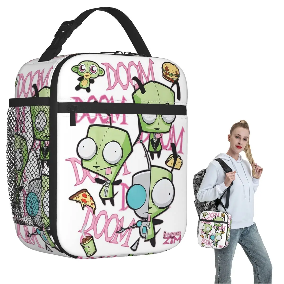 

Термосумка для обедов Gir Invader Zim Anime для женщин и детей, портативный контейнер для еды, термосумка-тоут