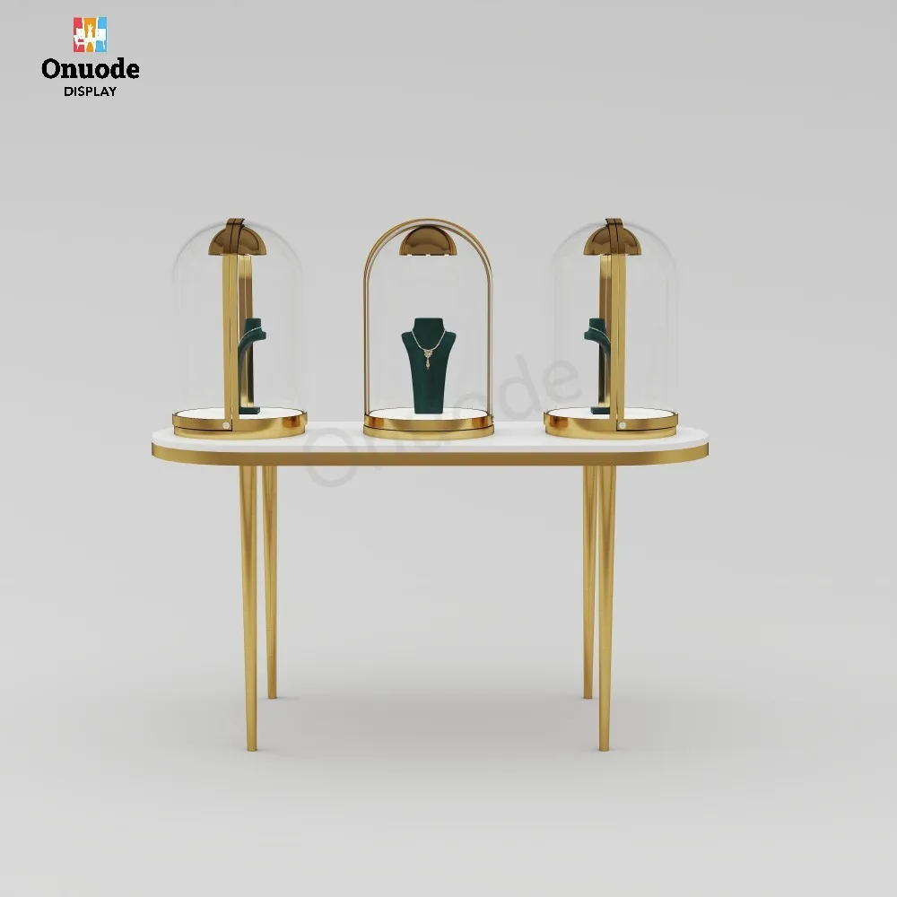 

Custom.High - End Glass Jewelry Display Stand with Metal Frame for Retail Stores and Retail Store Display Stand