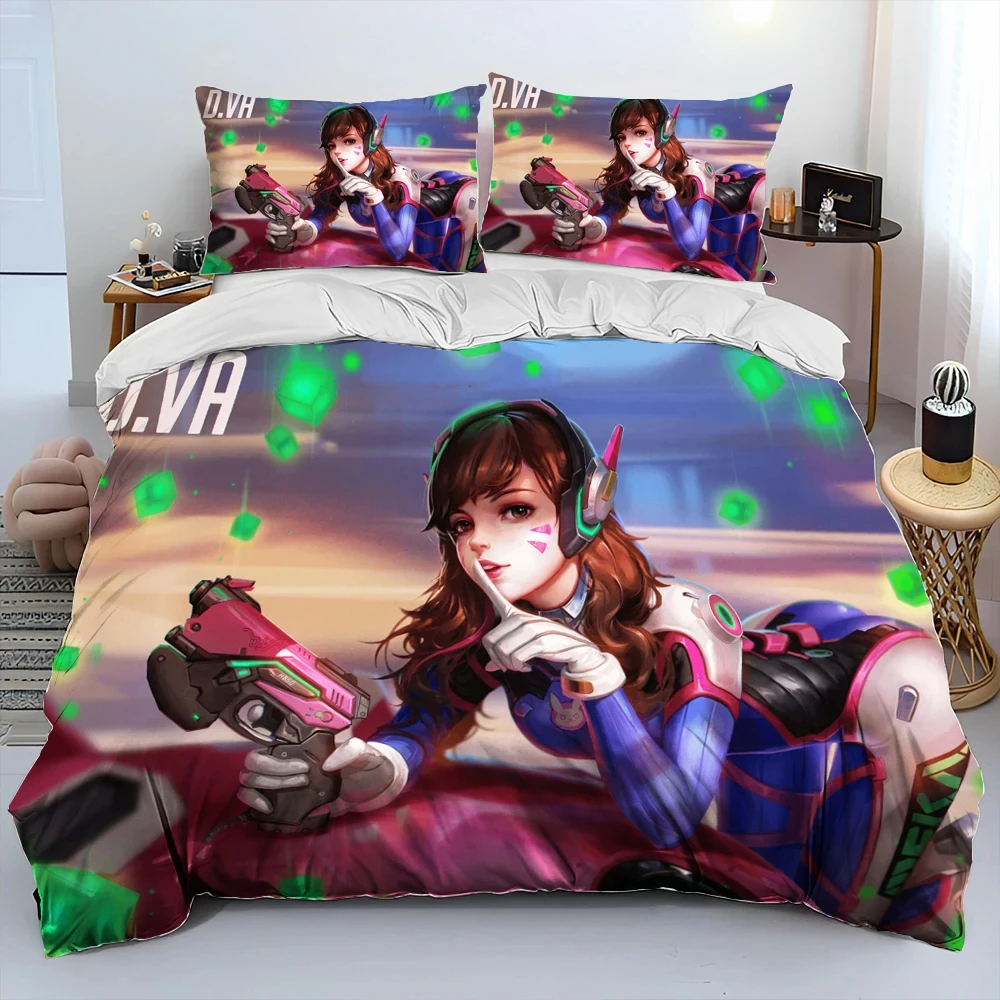 

3D Print OW Overwatch Game DVA Bedding Set Duvet Cover Bed Set Quilt Cover Pillowcase Comforter king Queen Size Boys Adult