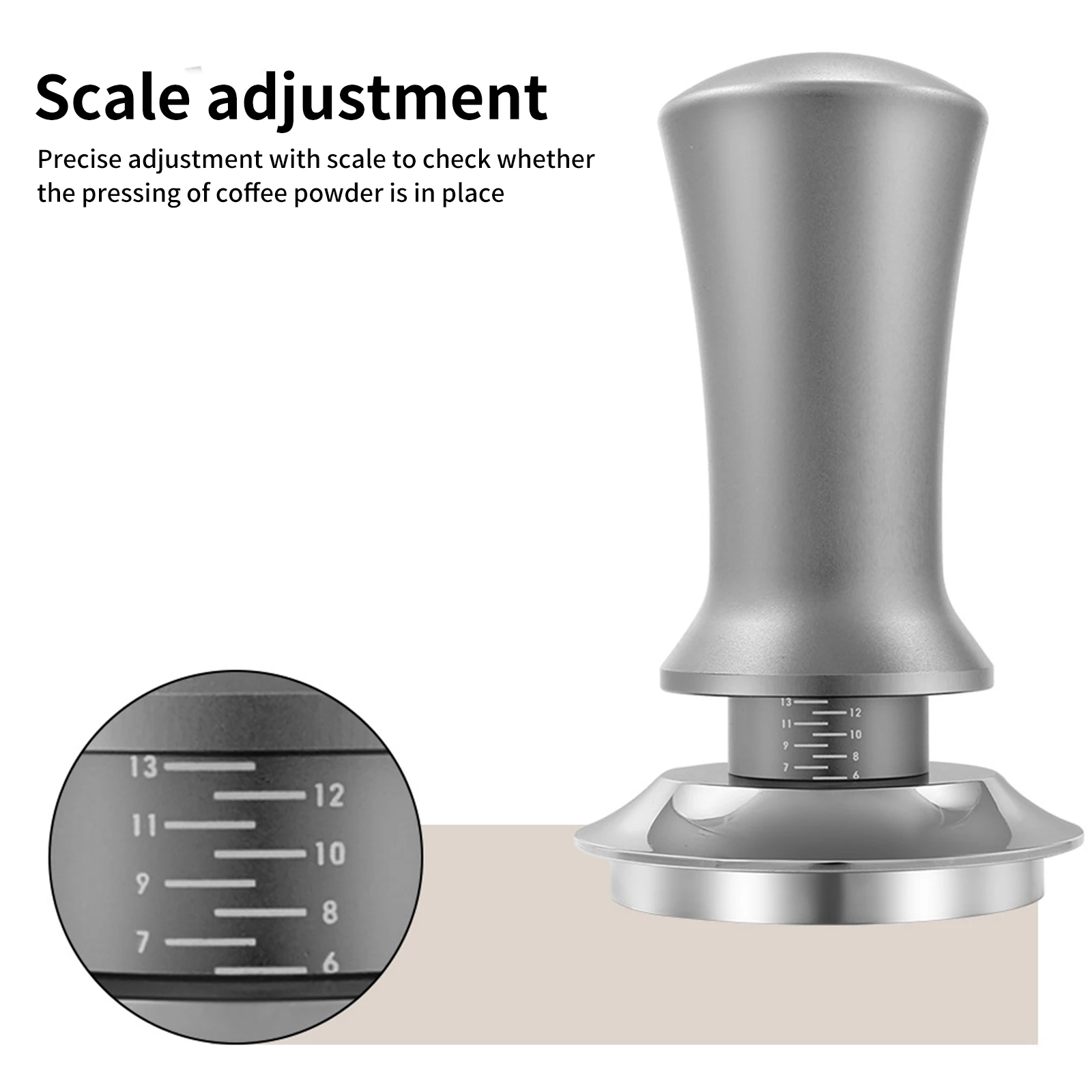 Imagem -04 - Tamper Ajustável do Café da Profundidade com Escala Base Plana Calibrado Tamping Espresso Molas 30lb 51 mm 53 mm 58 mm Aço Inoxidável