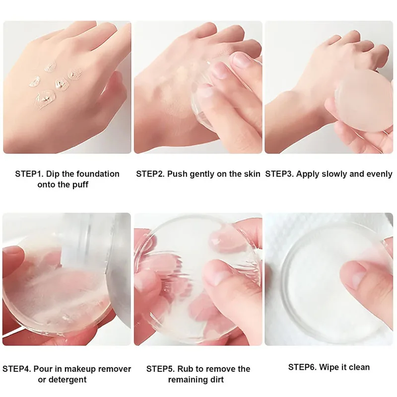 シリコーンエアクッションパウダーパフソフト弾性エアクッションスポンジ化粧品用クリアラウンドパウダーパフ洗えるメイクアップアプリケーター