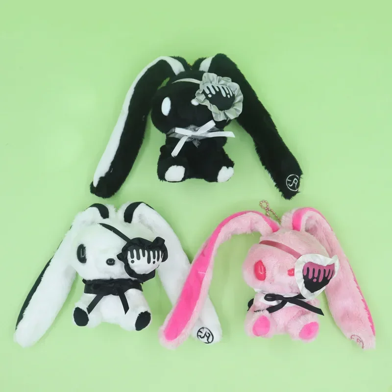 Kawaii Goth Pink Bunny Gloomys Bären-Augenmaske Plüschtier Schlüsselanhänger Allzweck-Hasen-Augenklappe Stofftier Plüsch-Rucksackanhänger – Detail 1