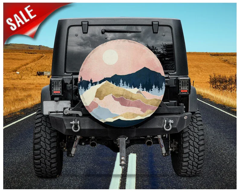 Mountain, Camping Lover Gifts, Tire Cover Mountain Car Wrap, Gift For Mom, Car Decor, Car Accessories, Sparecover For