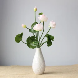 Artificial Fake Lotus Flower Elegant Style with Bright Colors for Holiday Home Party Decor
