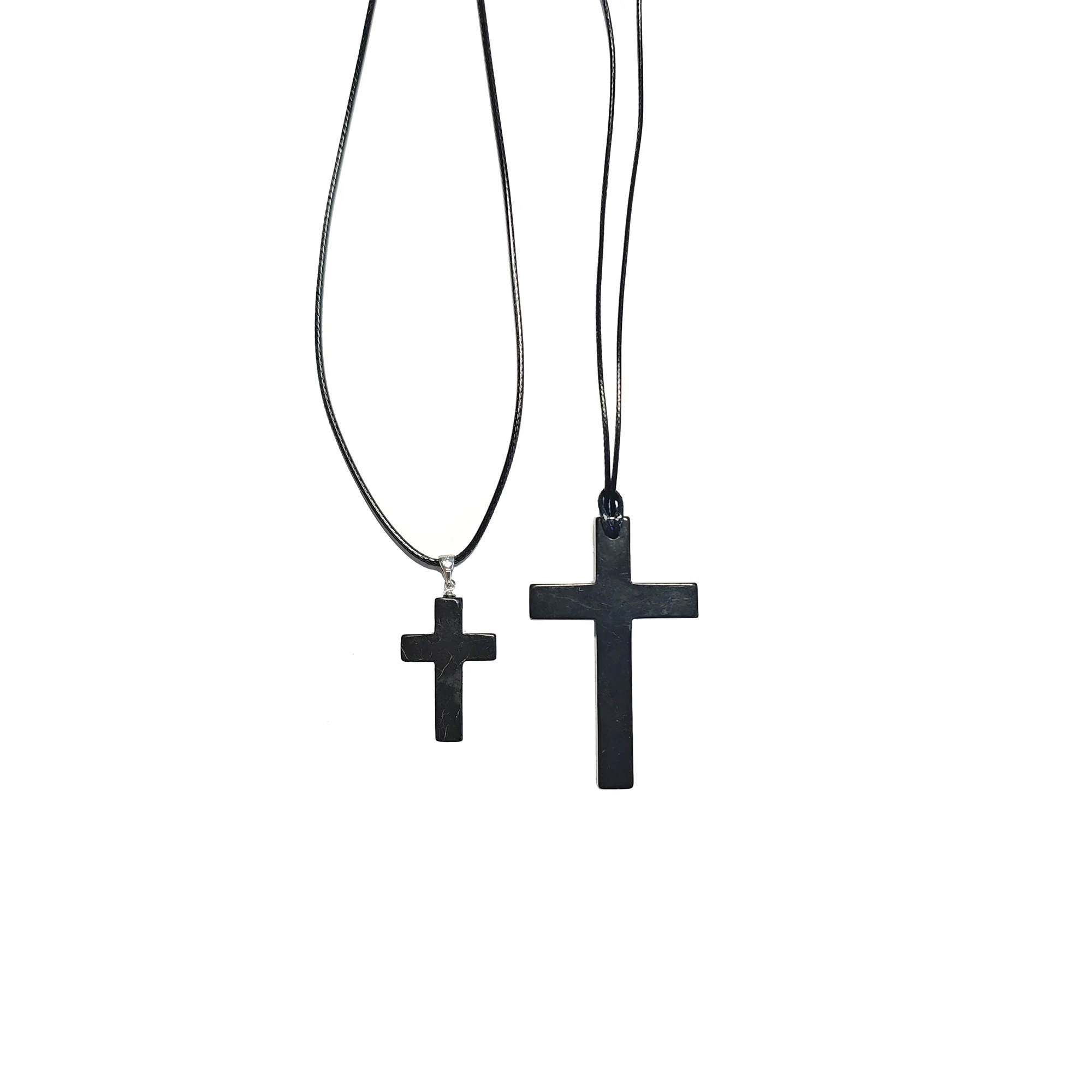 

LWQCHW Shungite Cross Pendant Set Small Large Cross Protection Healing Crystals