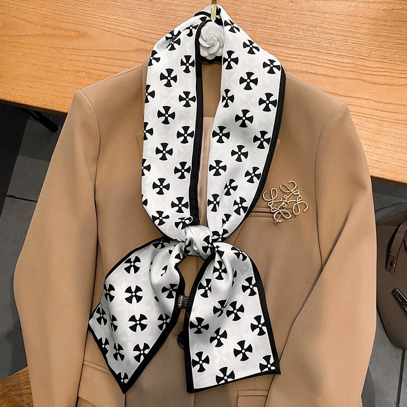 

New style bow-shaped summer long scarf for women, hair band decoration headscarf, small wrap, tie bag, flowing ribbon belt