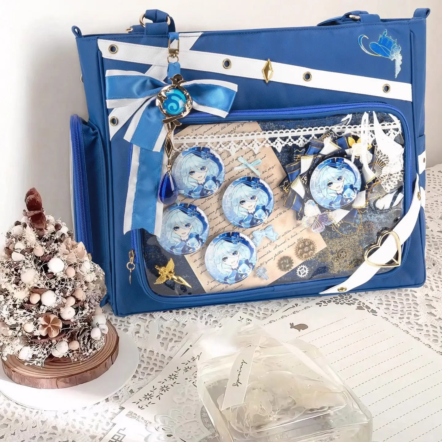 

Genshin Impact Furina Series, мультяшная молния, сумка через плечо из искусственной кожи Itabag, модная сумка, сумка через плечо для косплея, студенческий подарок