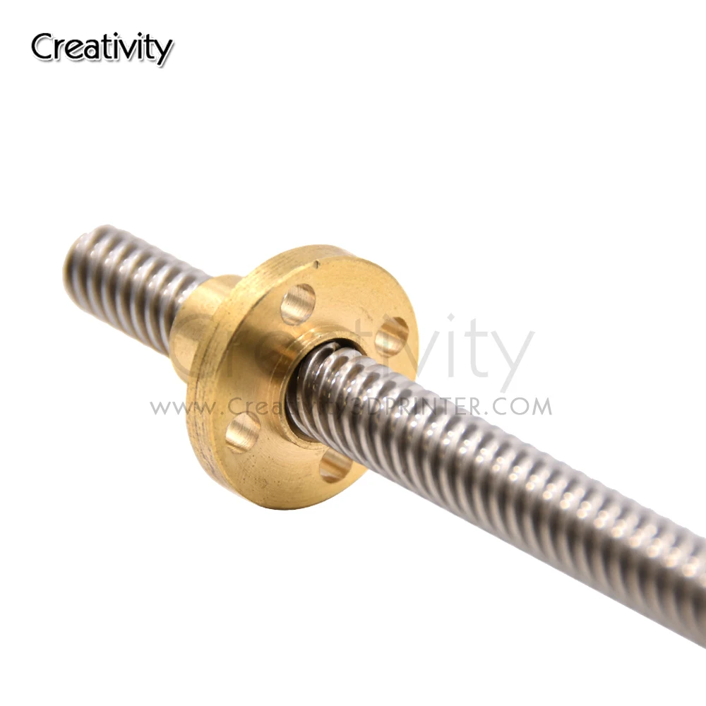 T8 Lead Screw OD 8mm Pitch 8mm Lead 100mm 150mm 365mm 400mm 700mm with Brass Nut for Reprap 3D Printer Z Axis