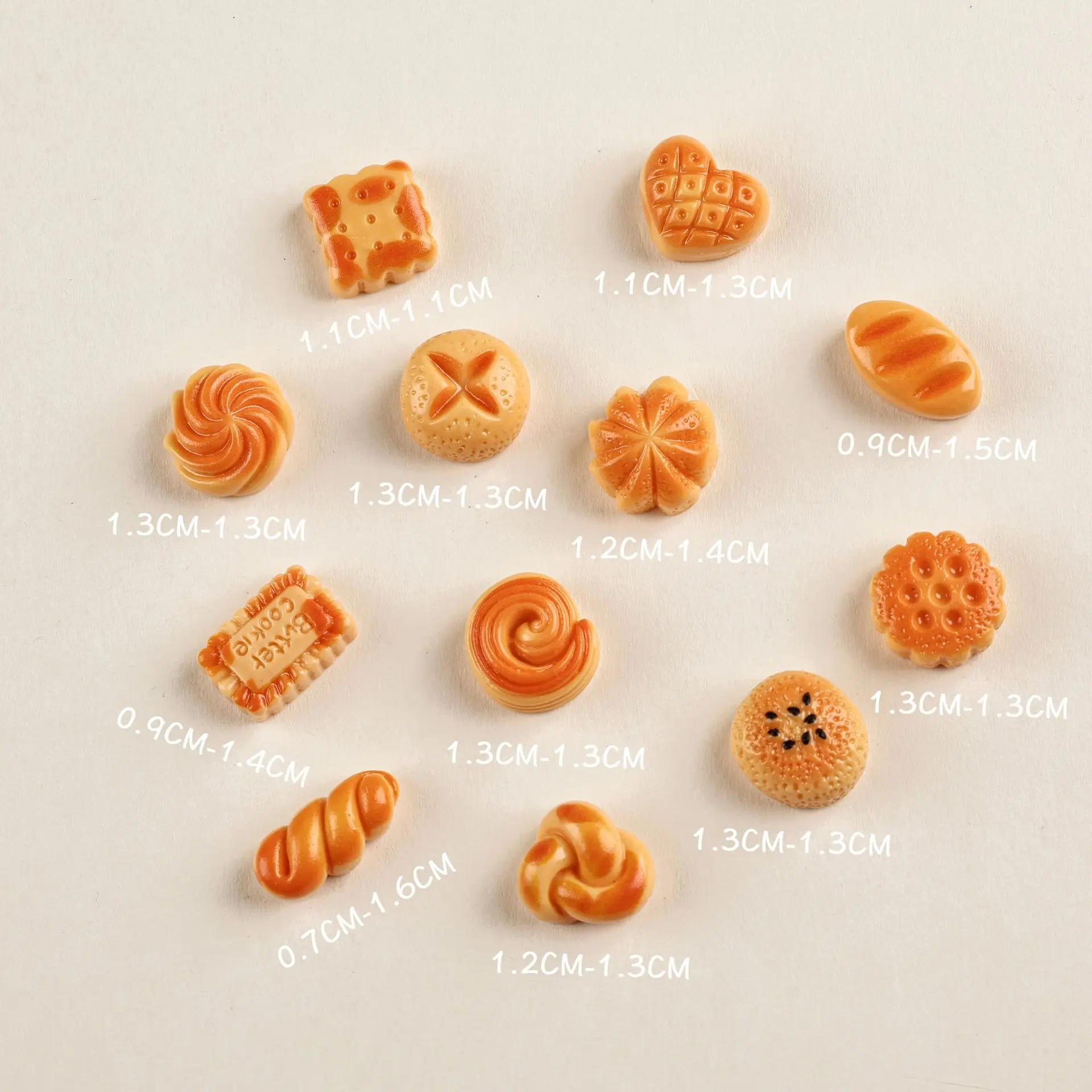 30pcs Random Mini Butter Roll Bread Food Model Kitchen Scene Resin DIY Cream Handmade Fridge Sticker Decorative Home Decor