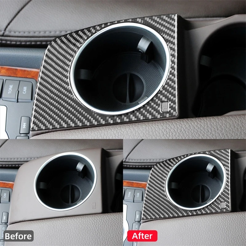 For Audi Q7 2007-2015 Accessories Carbon Fiber Interior Car Central Armrest Box Water Cup Holder Decor Sticker Cover Trim Frame