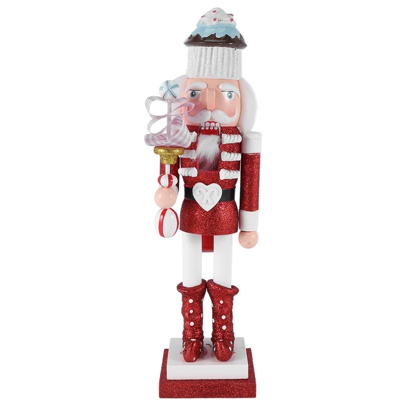 

38Cm Pure Hand-Painted Cake Nutcracker Puppet Toy Desktop Crafts Kids Gifts Christmas Home Decorations