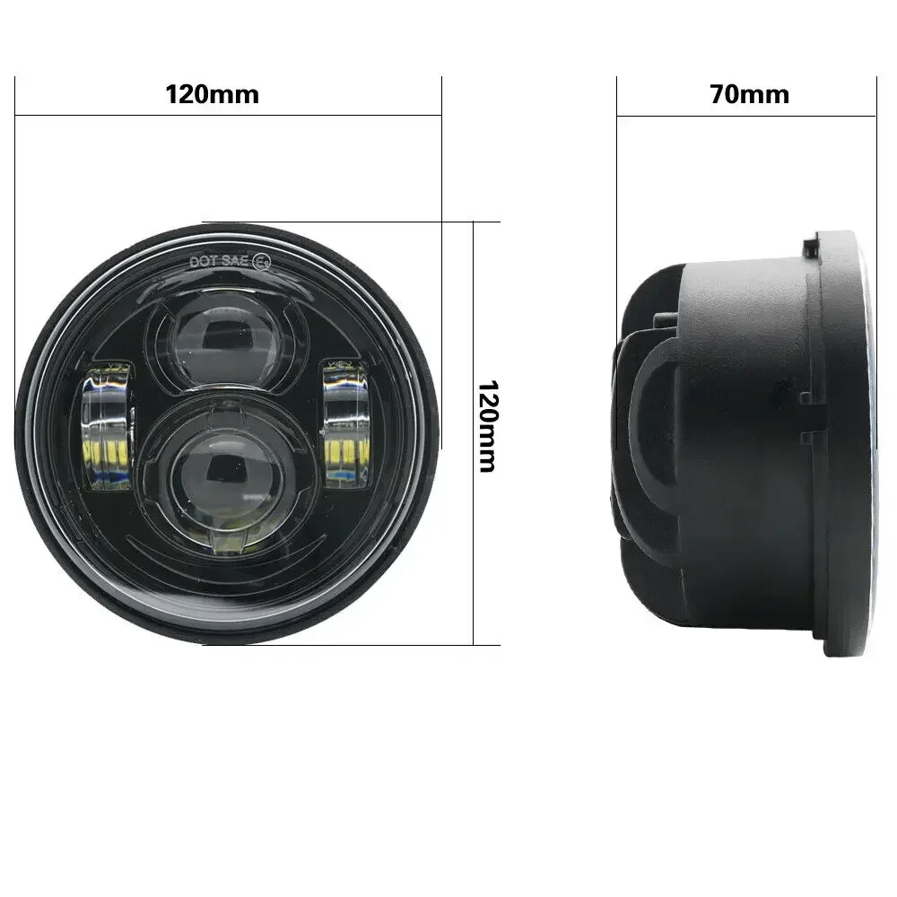 4.65 Inch Black Dual LED Headlight DRL Hi/Low Beam For Harley Dyna Fat Bob FXDF