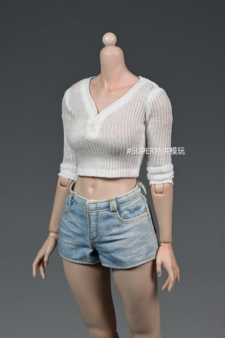 Lalki żeńskie w skali 1/6, dzianina, biała, pasują do ciała figurki akcji 12 cali.