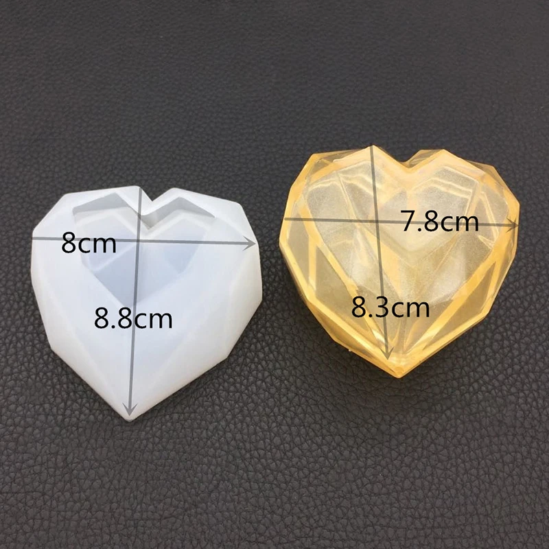 2pcs/set Heart Design Box Resin Mold Jewelry Box Mold Plaster Concrete Silicone Mold Cement Container Molds Clay Mold