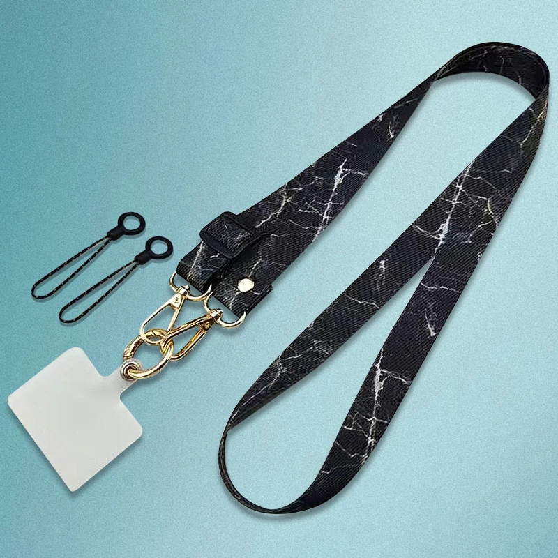 Lanière à bandoulière réglable pour téléphone portable, motif marbre, décoration suspendue, sangle de cou, lanière anti-perte avec Clip de joint