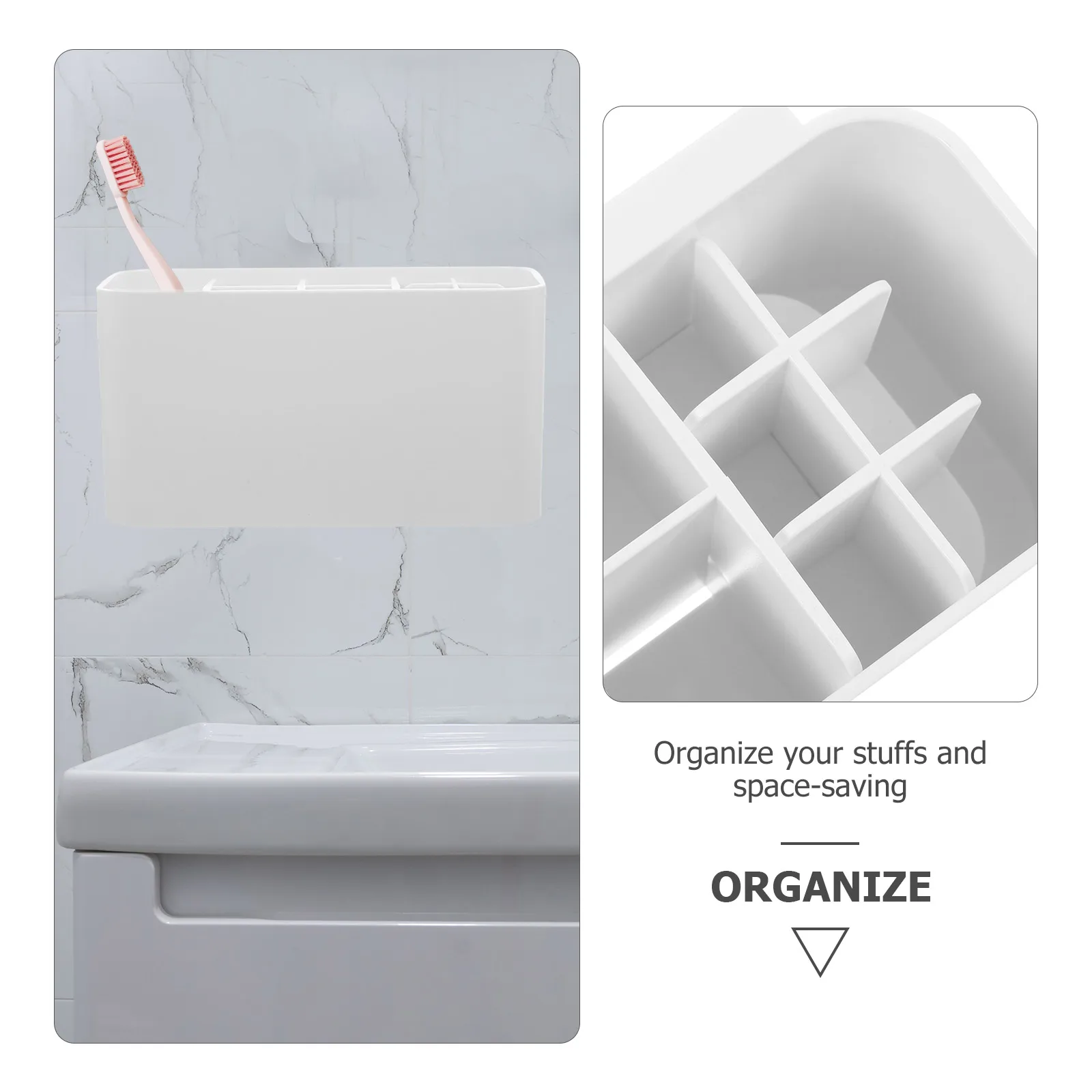 

Creative Toothbrush Box Storage Organizer Multi-Grid Detachable Bathroom Nail-Free Holder Container Desktop Compartment