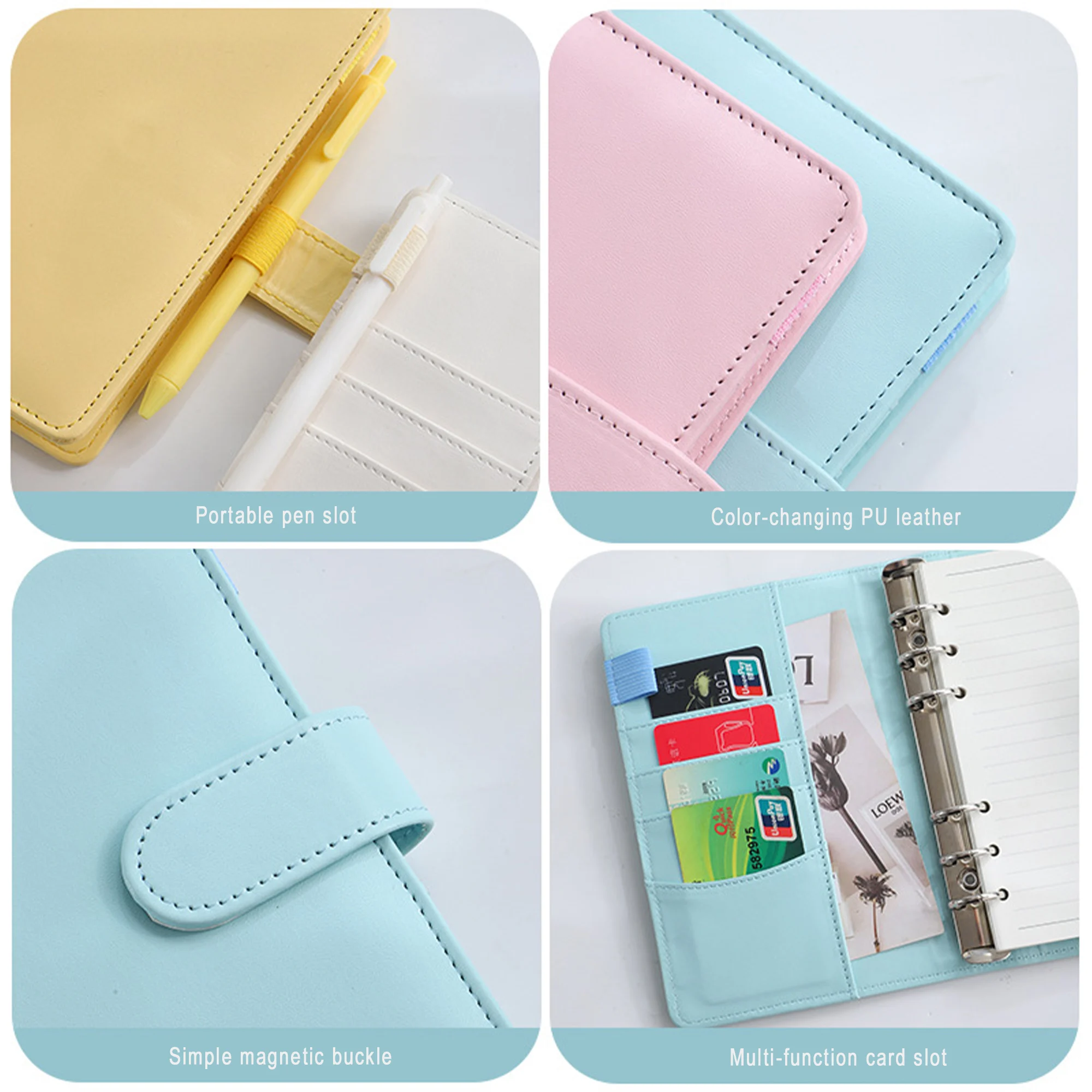 A5 budgetbinder, mini-fotokaartbinder voor A5 vulpapier, losse blad persoonlijke plannerbinder met magnetische gespsluiting