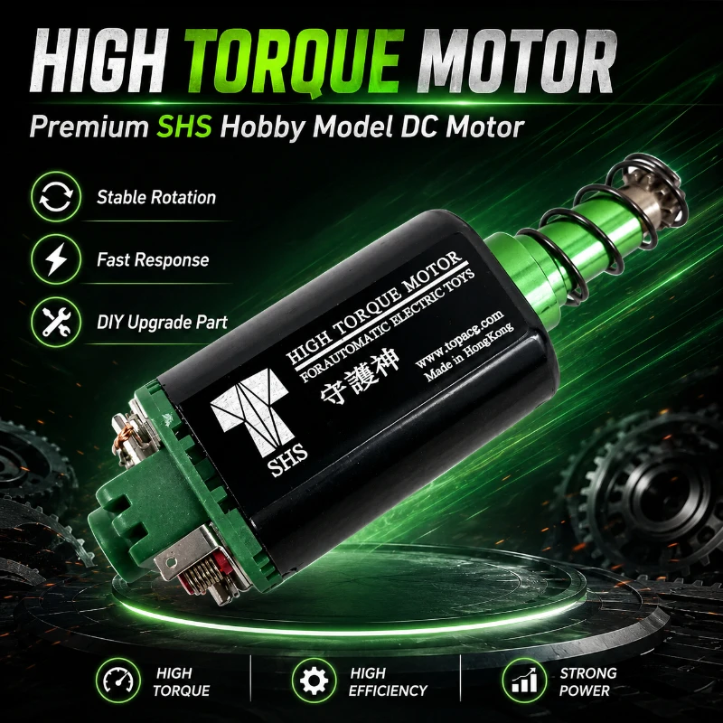 SHS High Torque DC Drive Motor Long Output Gear Shaft Wear Resistant Carbon Brush Hobby Model DIY Power Replacement Parts