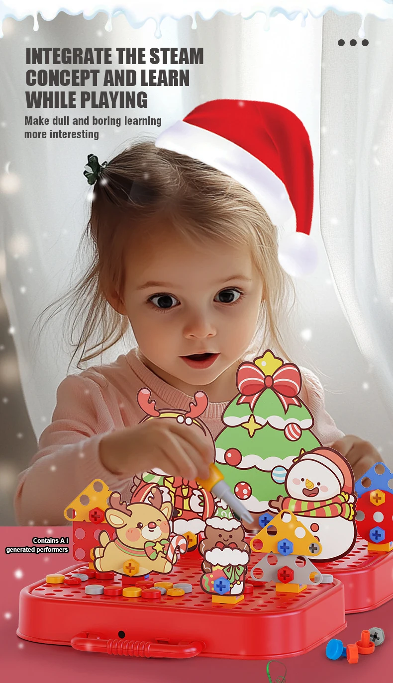 DIY Montage-Elektroschrauber-Spielzeugset Weihnachtsgeschenke Kinder-Reparatur-Werkzeugkasten Kreative Spiele Lernspielzeug für Kinder – Detail 3