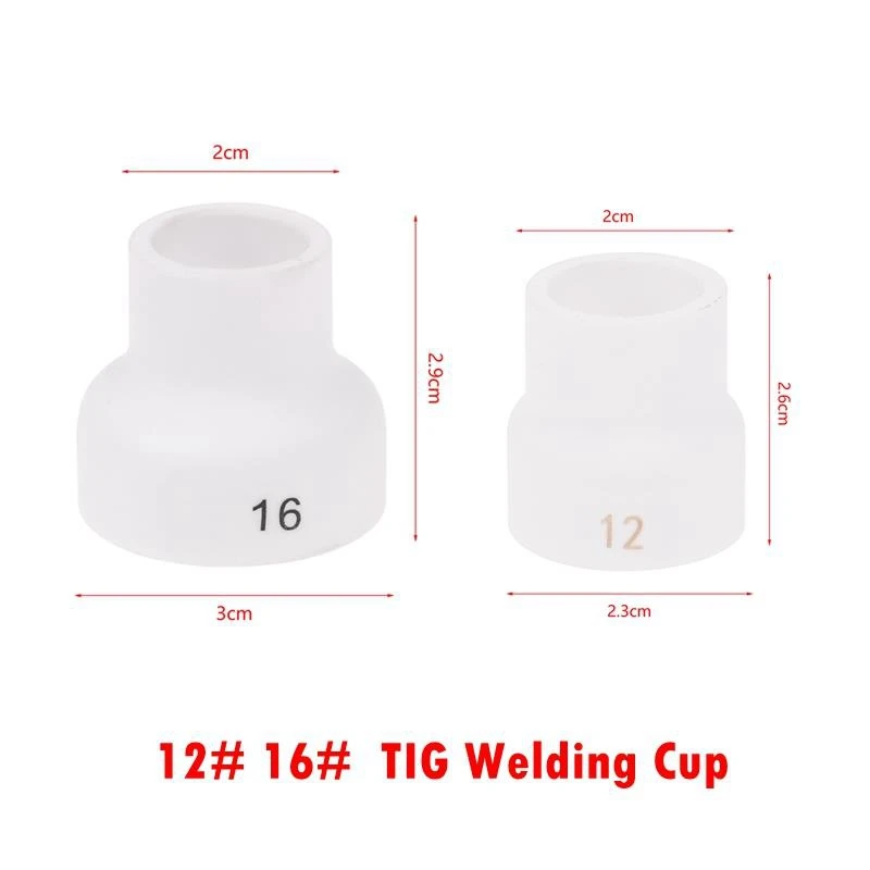 Nozzle Alumina Cup #16 #12 High Temperature Resistance Ceramic White TIG Welding Cup For WP9/20/17/18/26 Tig Welding Torch