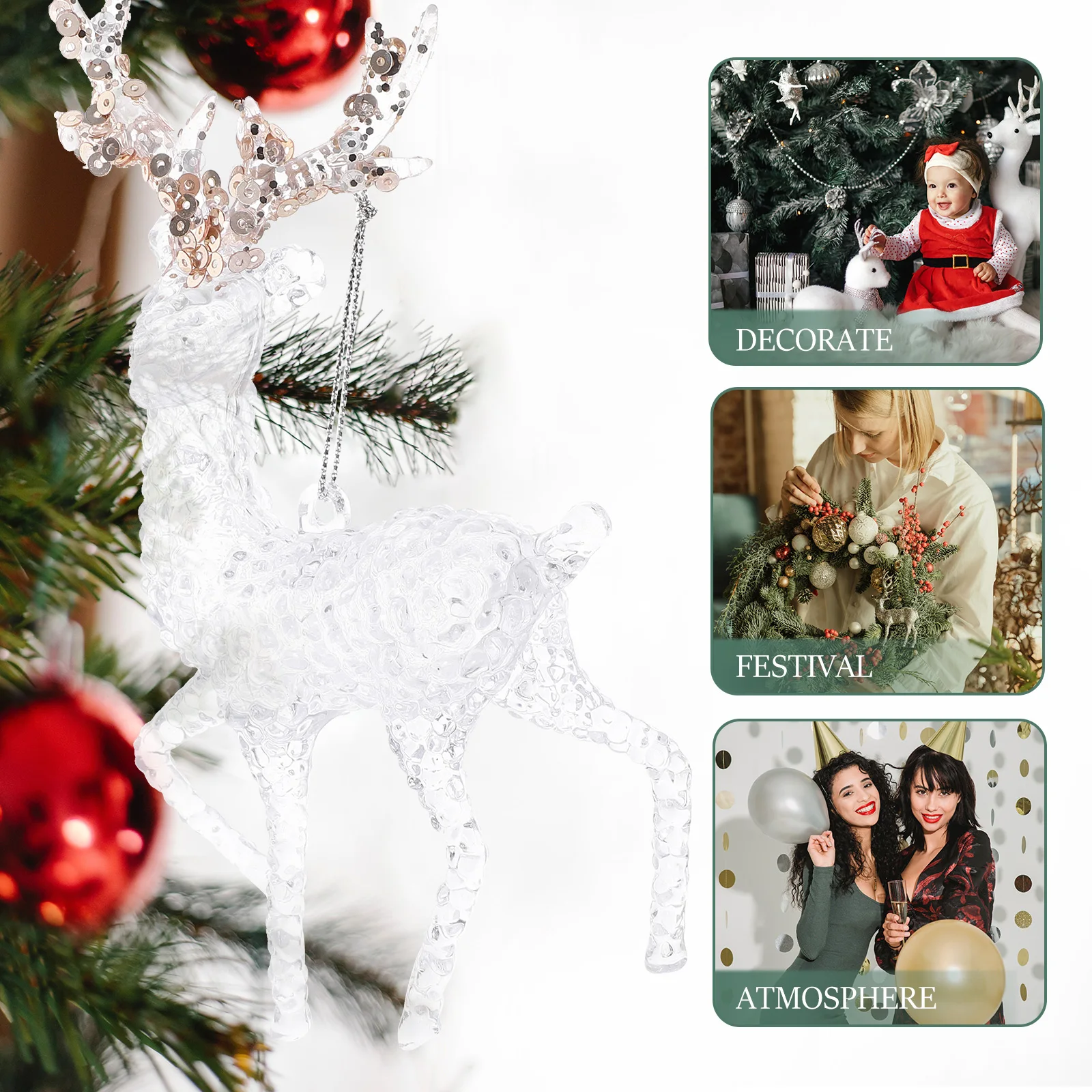 

2Pcs Elegant Christmas Elk Pendant Xmas Tree Hanging Decors Innovative Festive Decor Elk Pendant Xmas Tree Hanging Ornaments