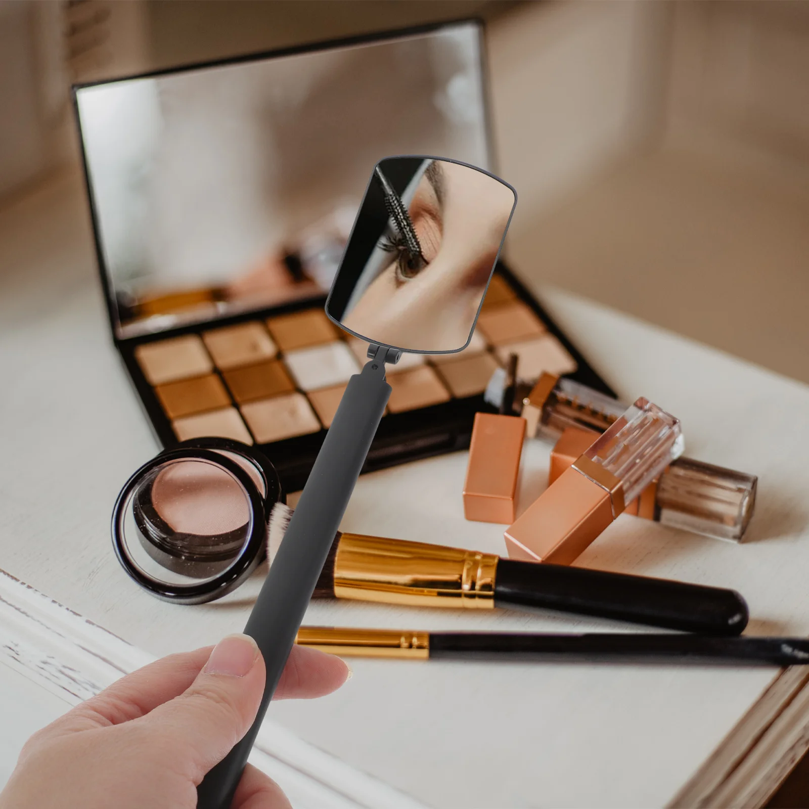 Specchio per estensione ciglia in acrilico Design trasparente con rotazione Specchio per ispezione ciglia portatile portatile per strumento di trucco per salone di bellezza