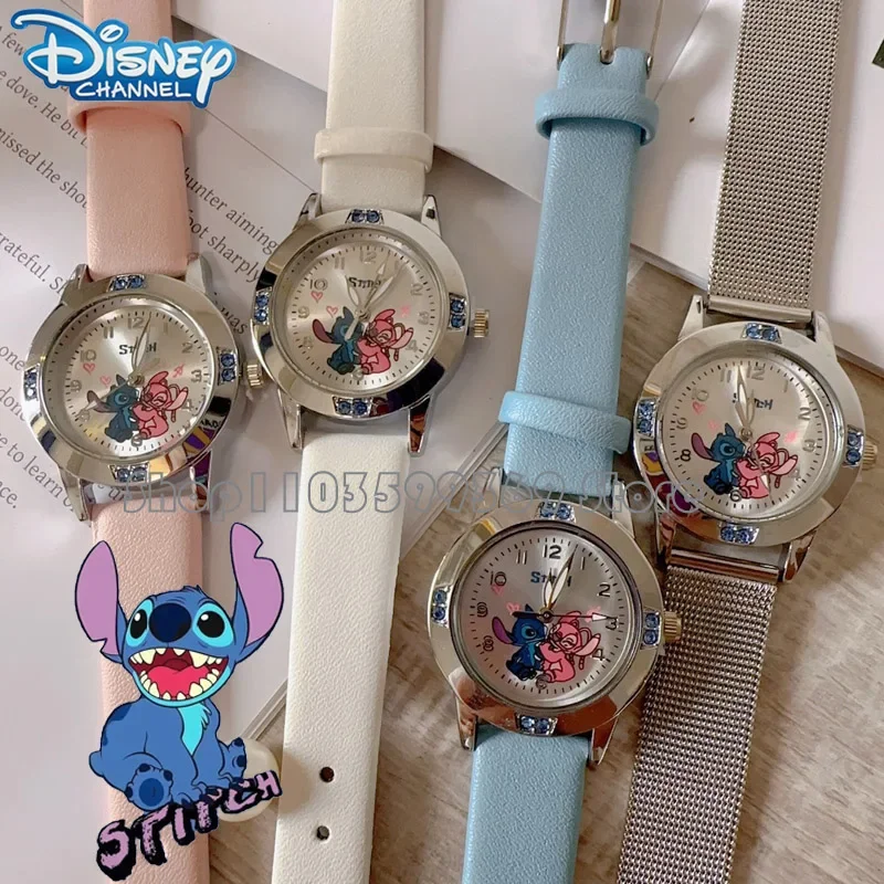 Nowy zegarek dziecięcy Stitch Cartoon Ladies Girls Stalowy pasek Diamentowy zegarek kwarcowy Śliczny prezent urodzinowy dla dziewczynki