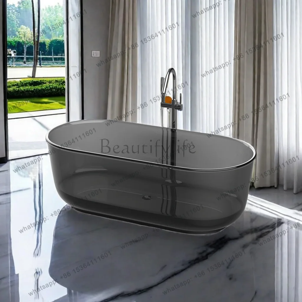 Oval transparent resin bathtub Small apartment household independent colored crystal hotel B & B bathtub