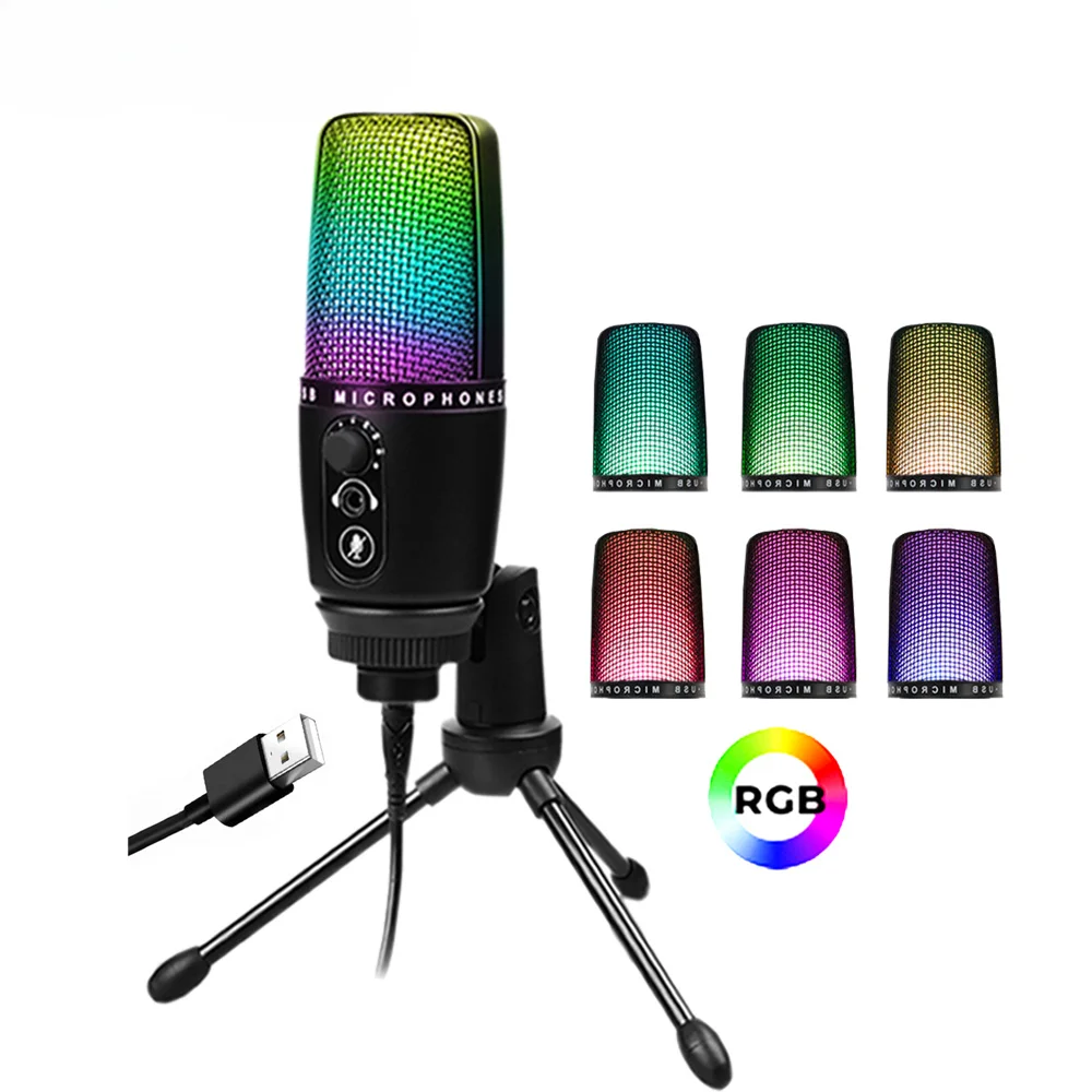 Cheap Price RGB USB Condenser Recording Studio Gaming Mic Microphone For Computer PC Gamer