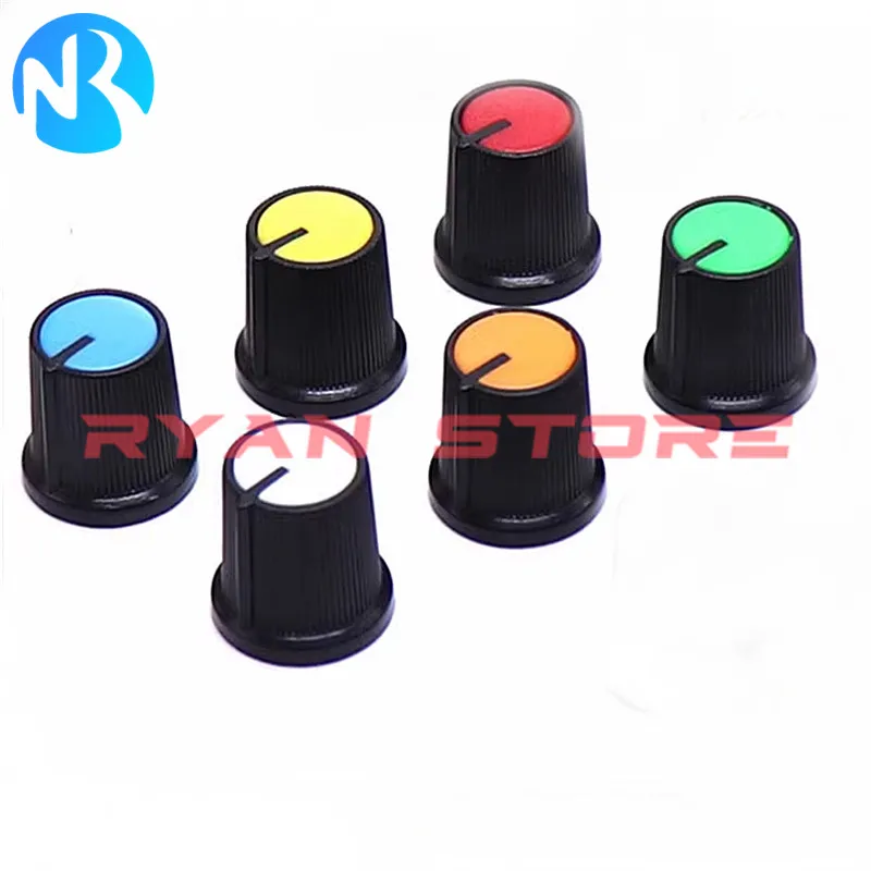 20PCS WH148 RV09 AG3 Potentiometer Knob Cap Plastic Knob For Diameter 6MM Plum Handle White Green Red Yellow Blue Orange