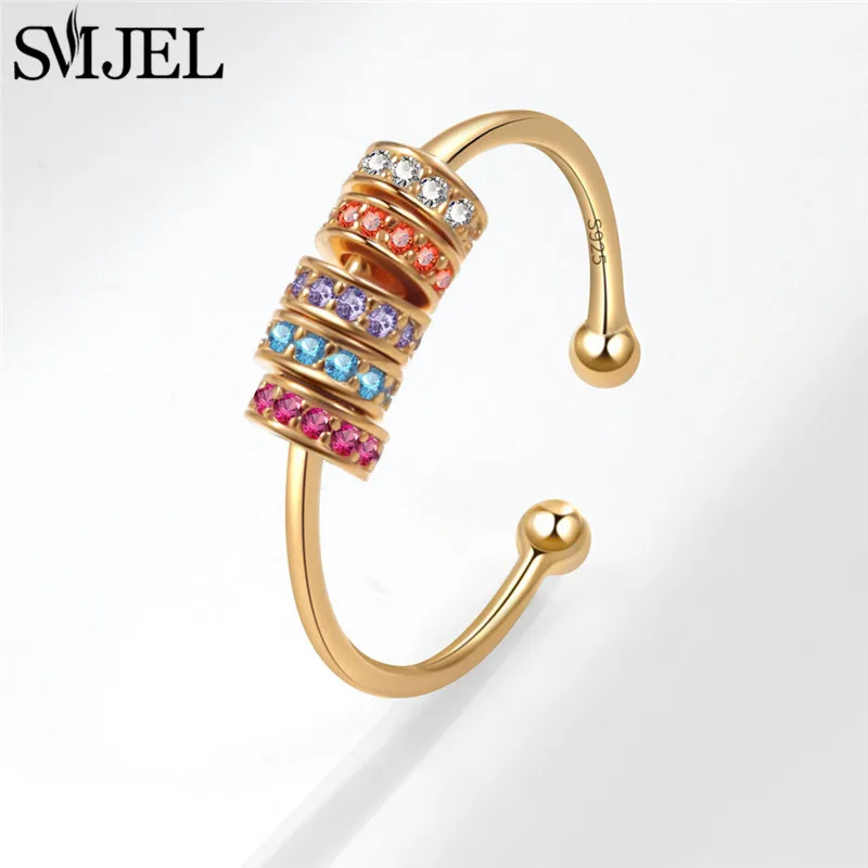 SMJEL Modischer Kirschblüten-Angstring, Fidget-Spinner-Ringe für Frauen, süße Katze, Biene, Hase, Schmetterling, drehbarer Ring, Hochzeitsgeschenk