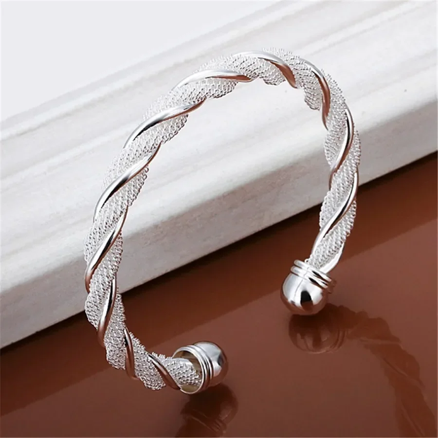 9B020 Valentine\'s day Christmas gift fashion silver Plated Lovely Mesh hot Bracelet Bangle jewelry wholesale factory price